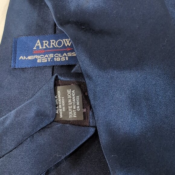 Arrow Trump 2 Set 100% Silk Tie Men's Neck Blue Geometric Pattern Solid - Picture 8 of 12